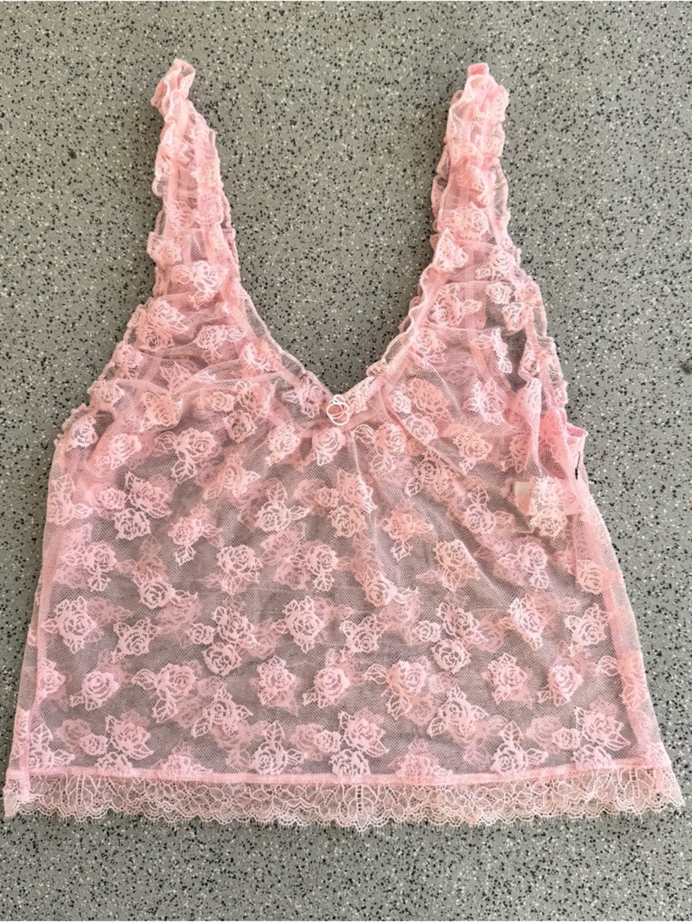 aerie Pink Lace Sheer Tank Top